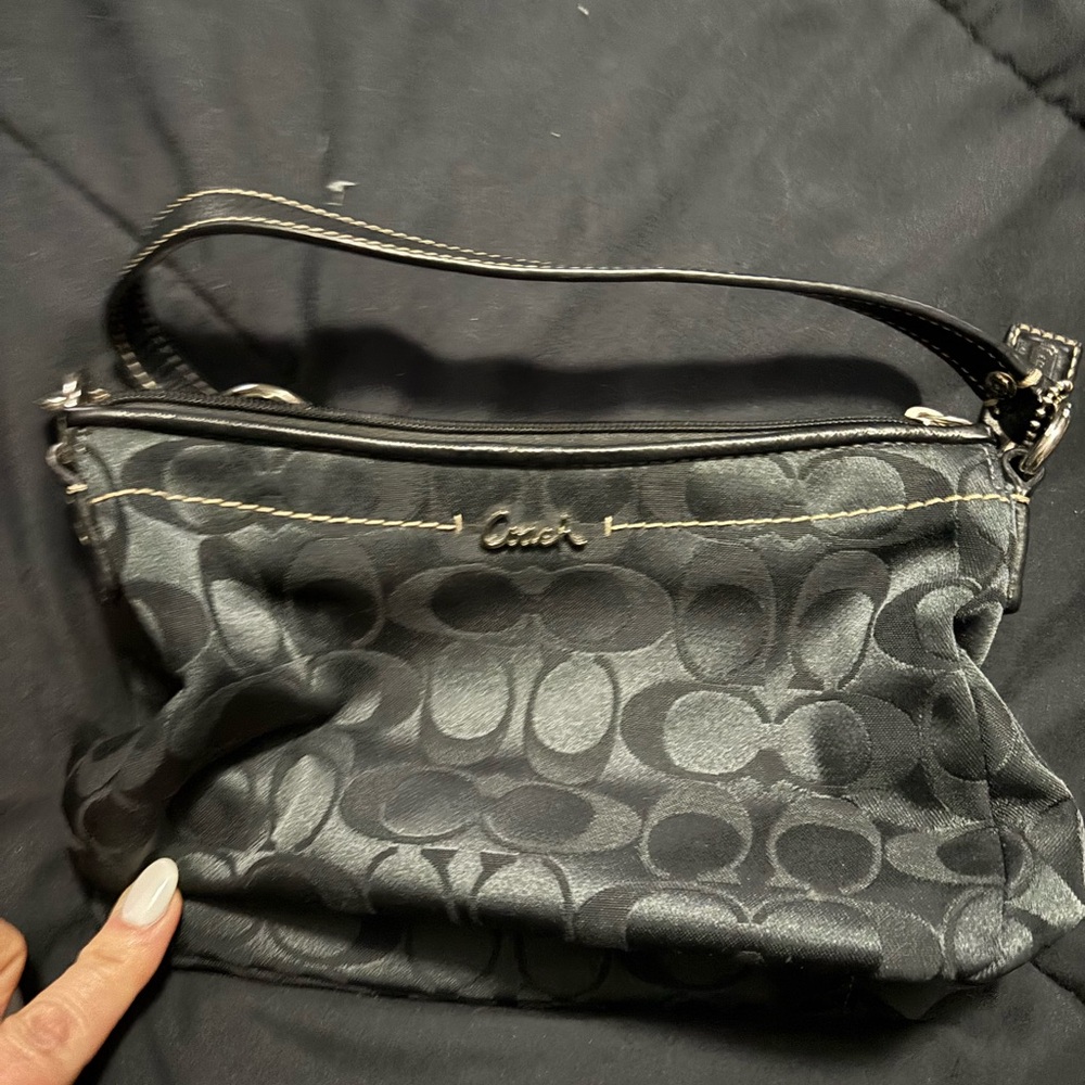 Coach Black Monogram Wristlet